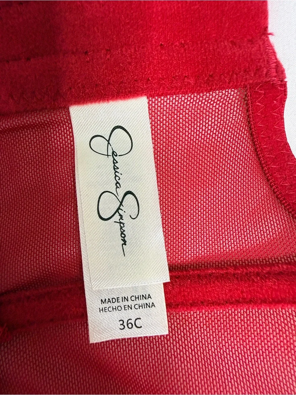 Jessica Simpson Red Longline Strapless Bra with White Bow Embroidery Accents